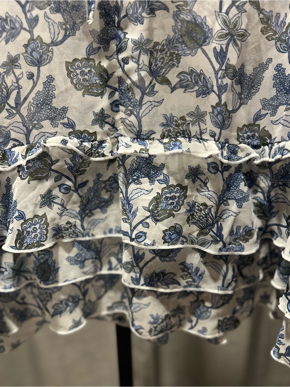 Wonderly Blue Floral Ruffle Tie-Front Blouse - Picture 2 of 6